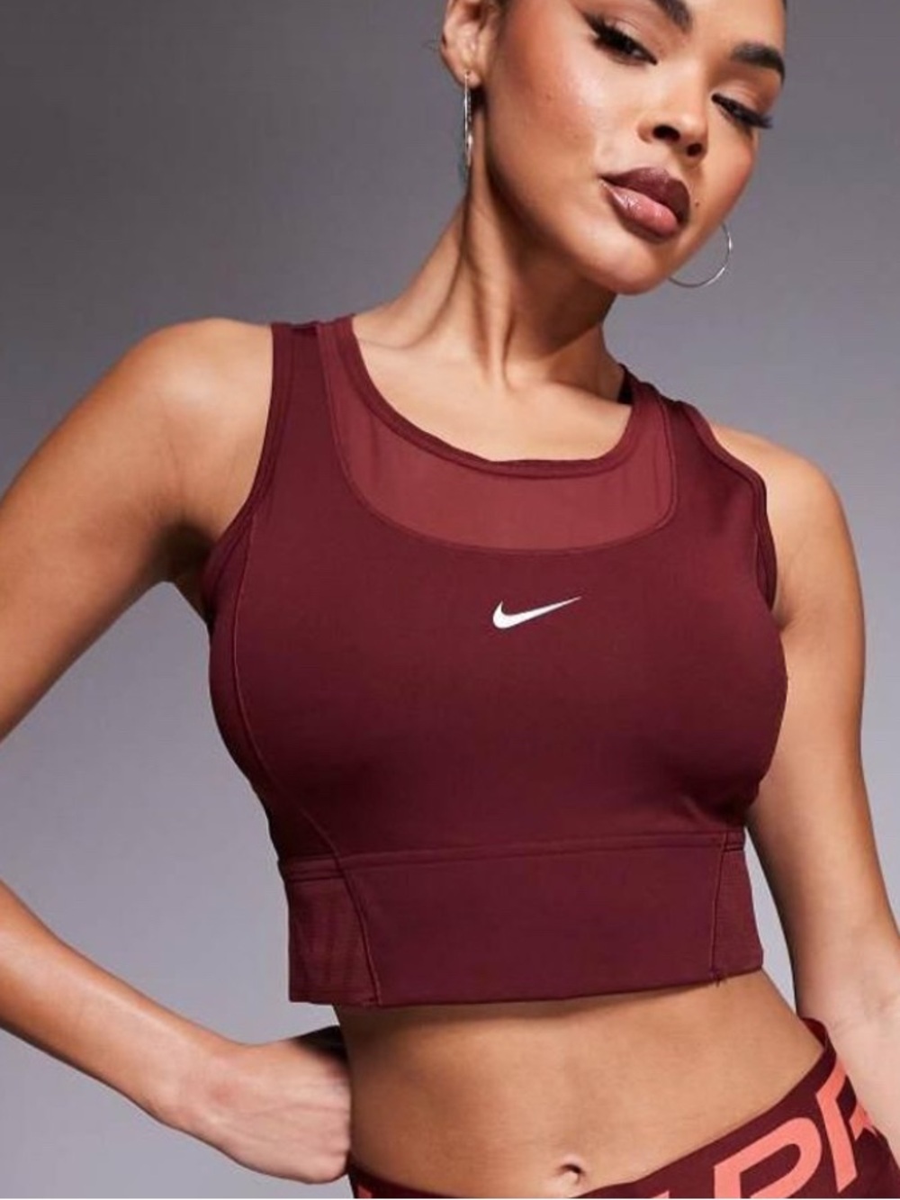 Nike Women's Burgundy Crop Sports Bra Tank